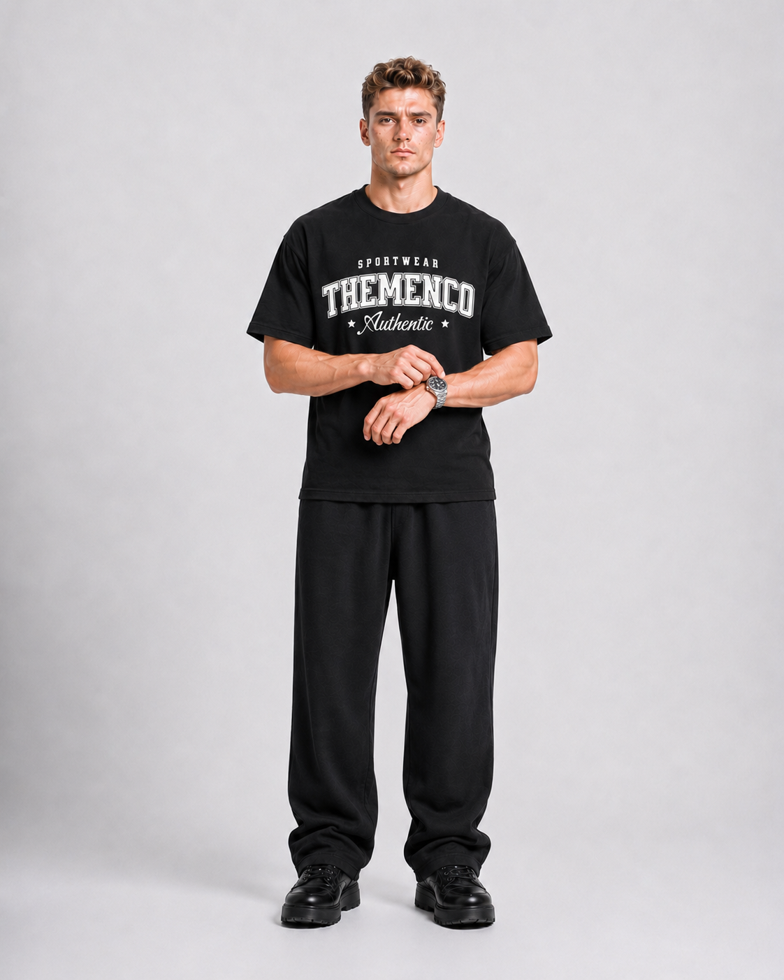 THEMENCO Sportswear Men's Graphic Black T-Shirt