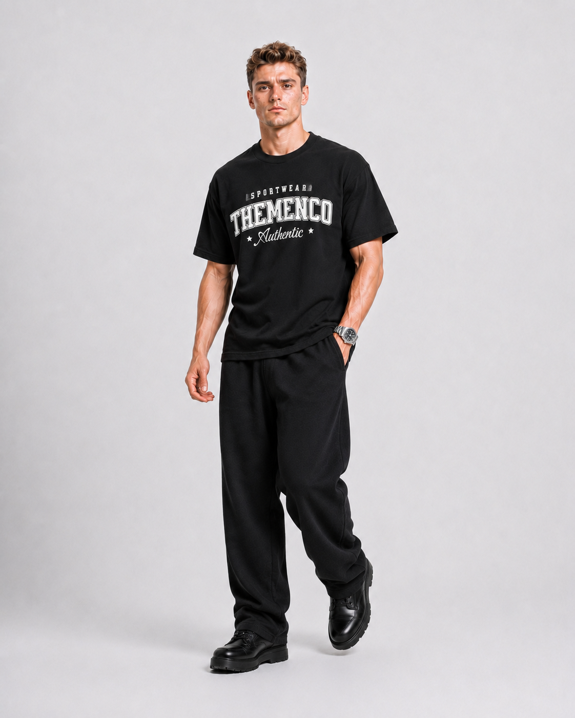 THEMENCO Sportswear Men's Graphic Black T-Shirt