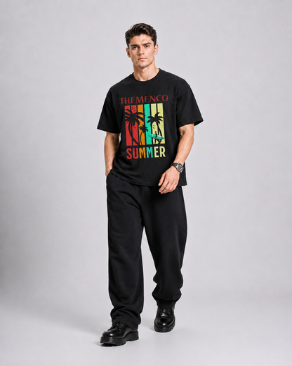 THEMENCO Summer Men's Graphic Black T-Shirt