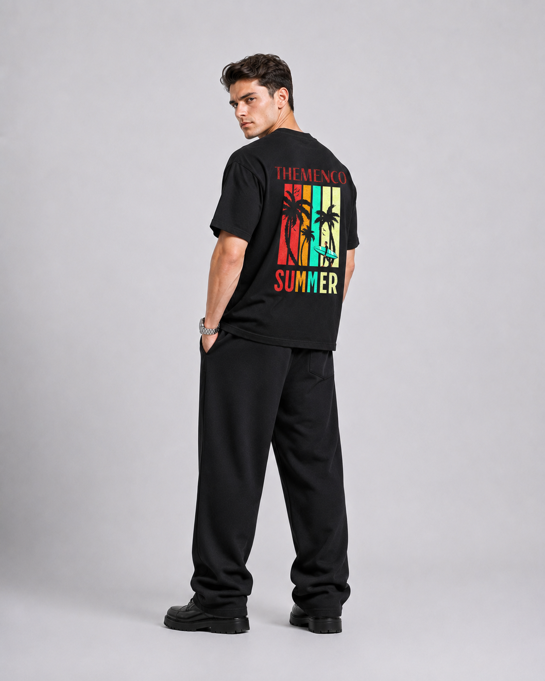 THEMENCO Summer Men's Graphic Black T-Shirt