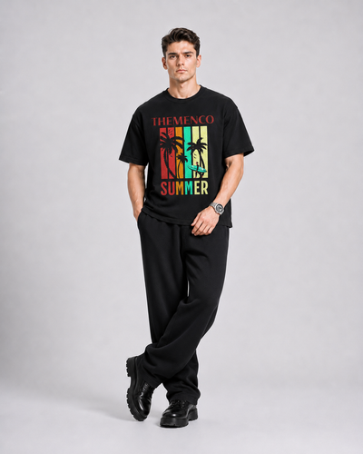THEMENCO Summer Men's Graphic Black T-Shirt