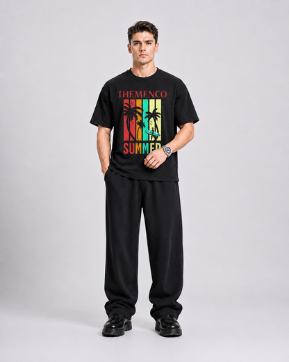 THEMENCO Summer Men's Graphic Black T-Shirt