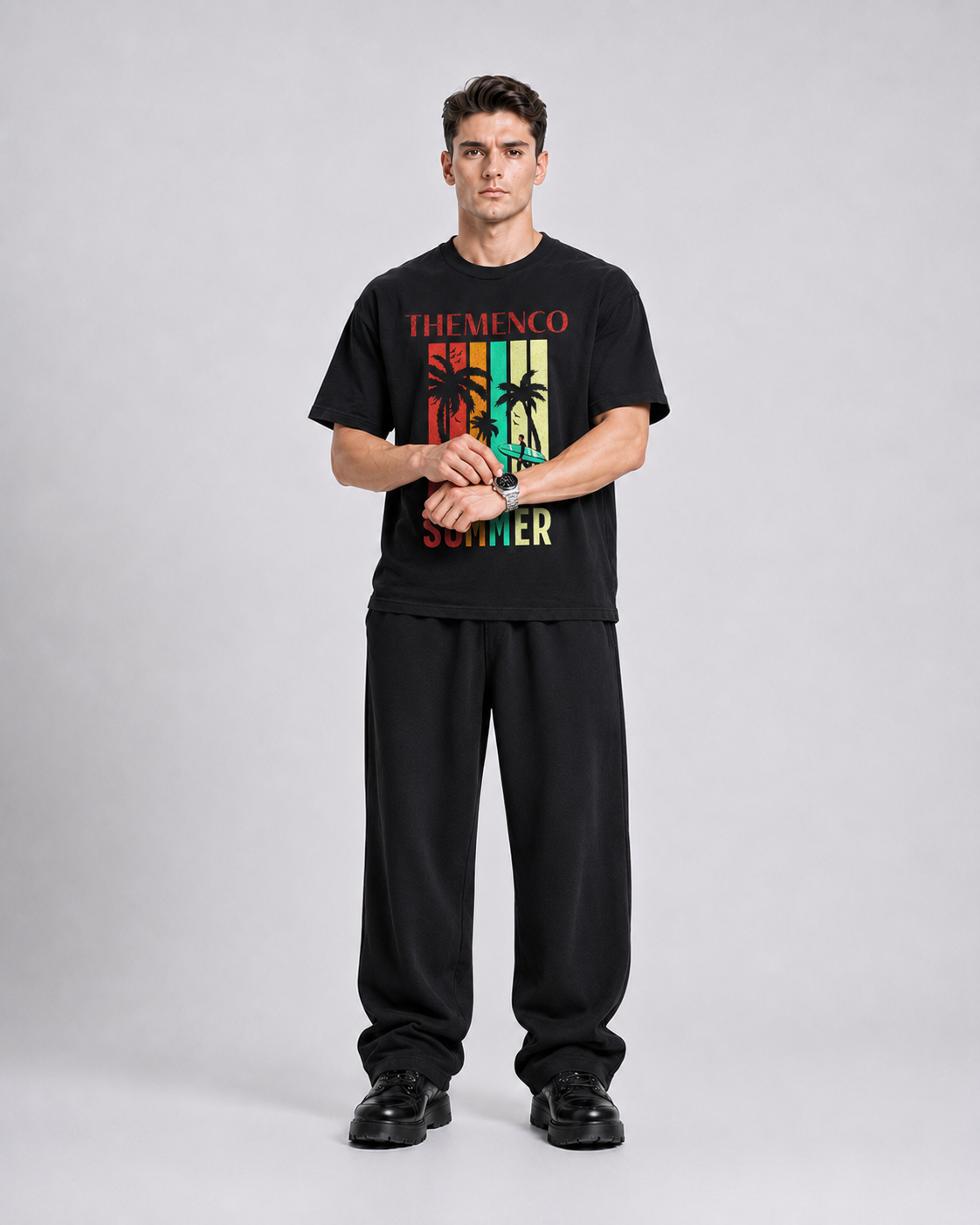 THEMENCO Summer Men's Graphic Black T-Shirt