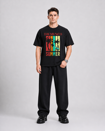 THEMENCO Summer Men's Graphic Black T-Shirt