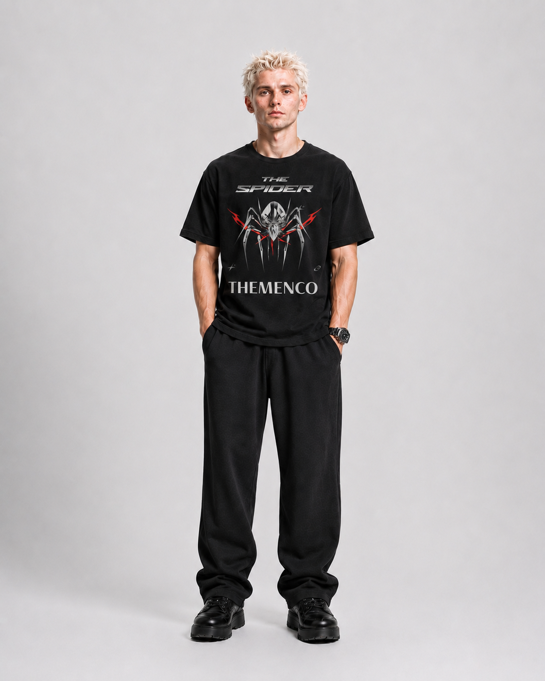 THEMENCO The Spider Men's Graphic Black T-Shirt