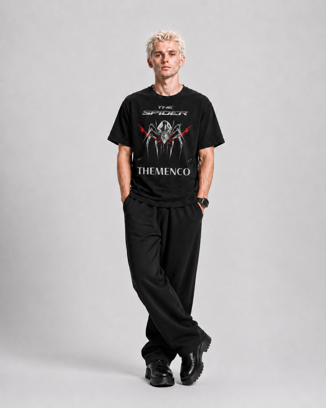 THEMENCO The Spider Men's Graphic Black T-Shirt
