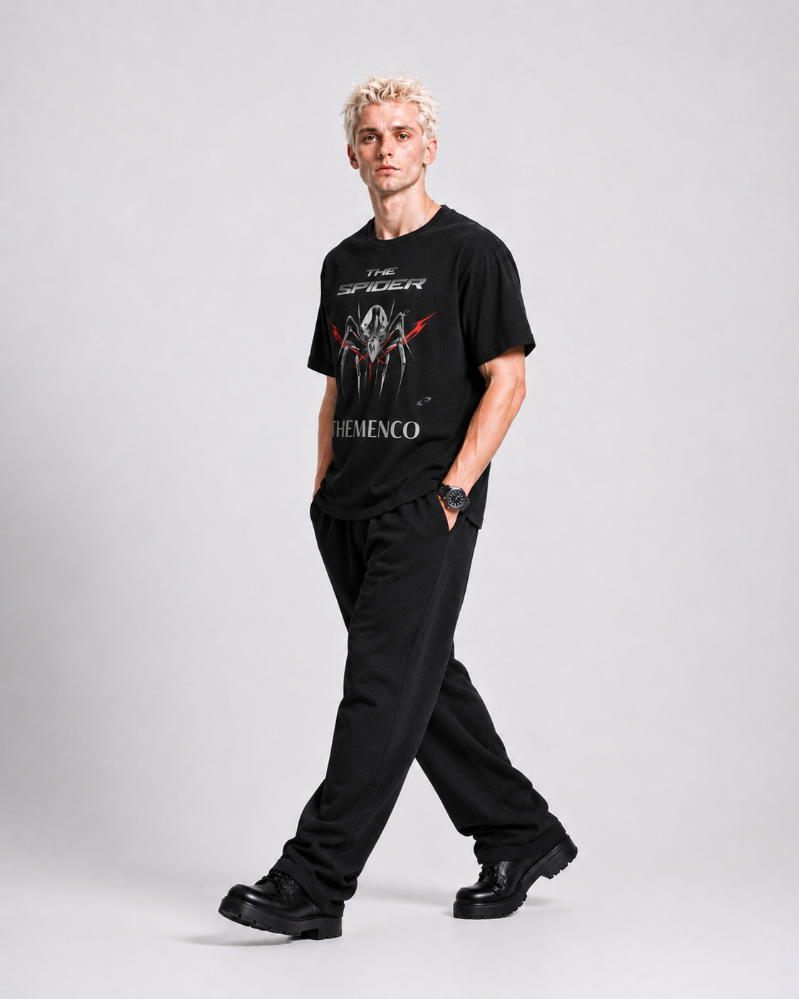 THEMENCO The Spider Men's Graphic Black T-Shirt