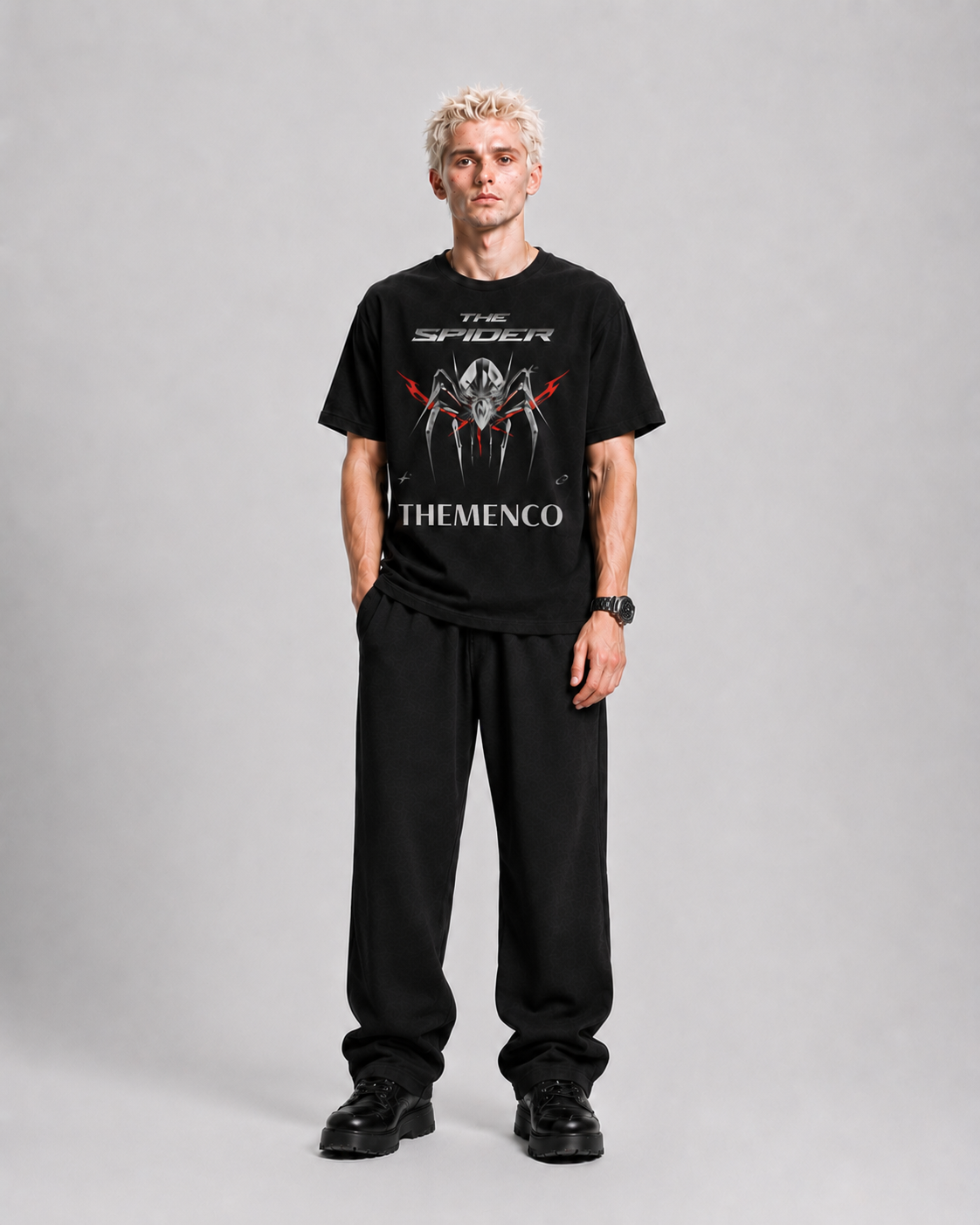 THEMENCO The Spider Men's Graphic Black T-Shirt
