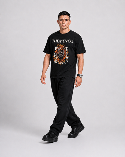 THEMENCO Tiger Men's Graphic Black T-Shirt