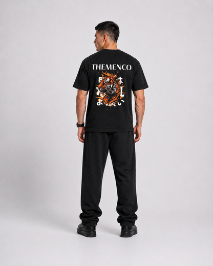 THEMENCO Tiger Men's Graphic Black T-Shirt