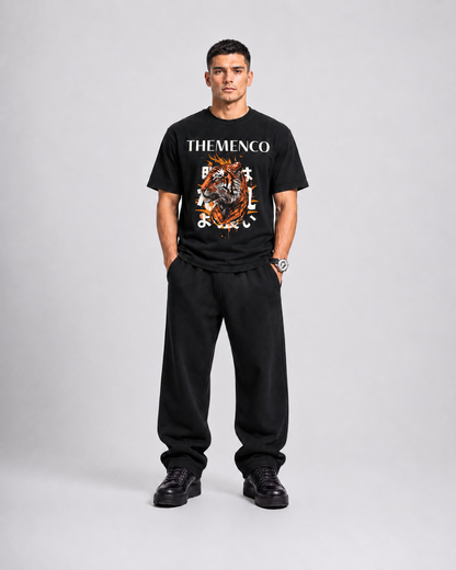 THEMENCO Tiger Men's Graphic Black T-Shirt