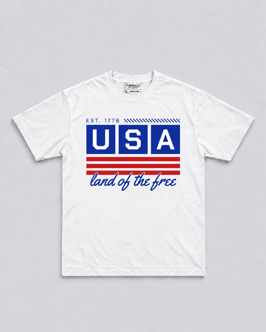 THEMENCO USA Land of the Free Men’s White T-Shirt