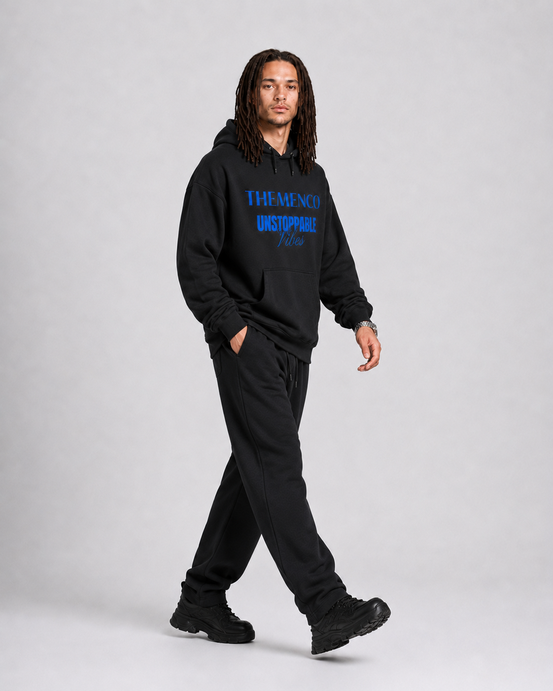 THEMENCO Unstoppable Men's Black Hoodie