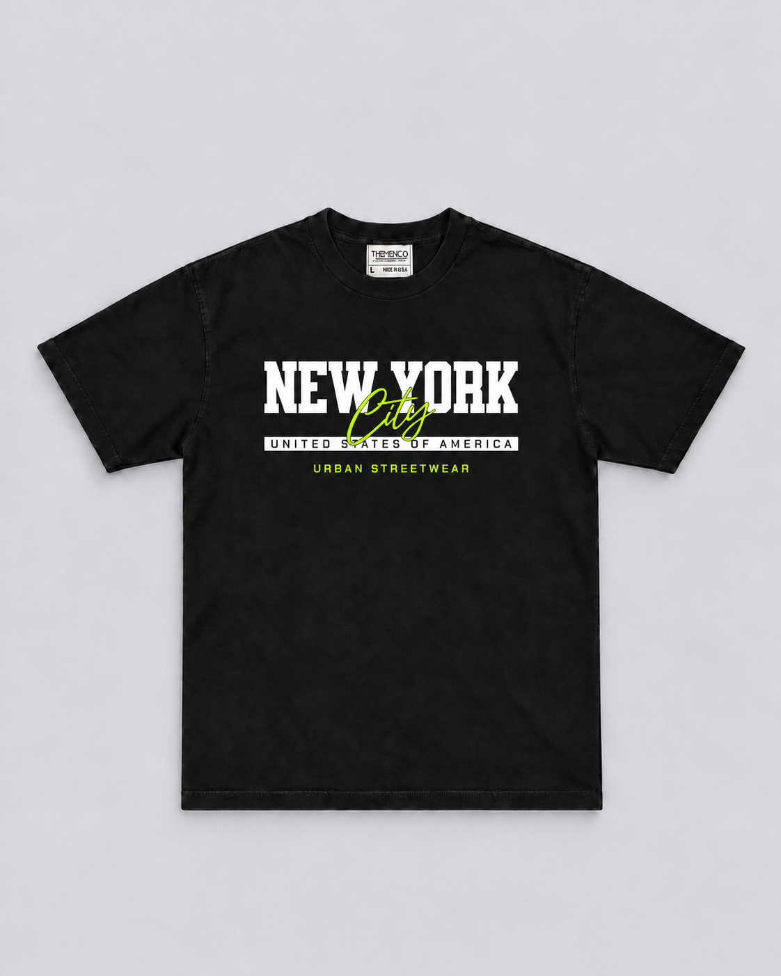THEMENCO New York Neon Men’s Black T-Shirt