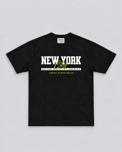 THEMENCO New York Neon Men’s Black T-Shirt