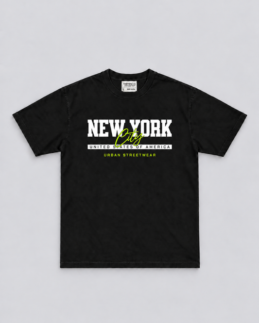 THEMENCO New York Neon Men’s Black T-Shirt