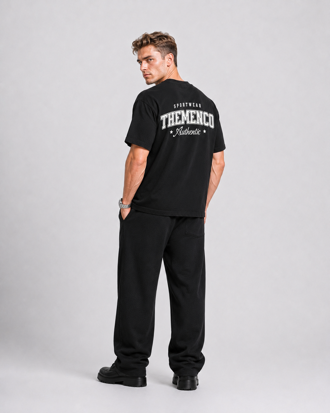 THEMENCO Sportswear Men's Graphic Black T-Shirt