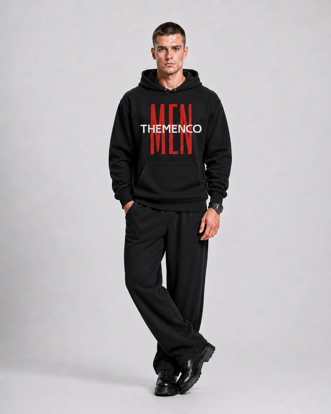 THEMENCO Men's Black Hoodie